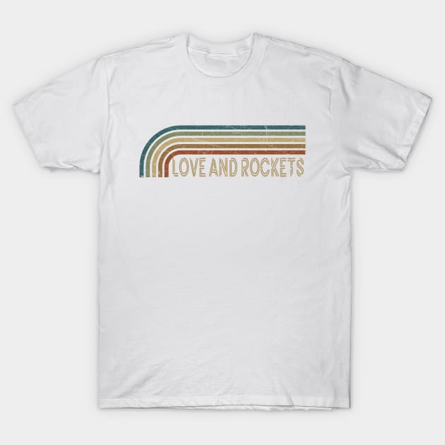 Love and Rockets Retro Stripes T-Shirt by paintallday